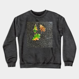 Rainy Leaves on Black Terrazzo Background Crewneck Sweatshirt